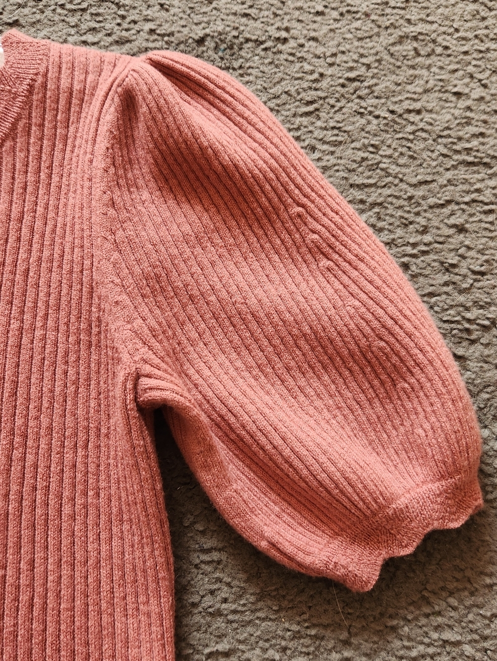 REBECCA TAYLOR Women's Sweater Small Mauve Woop Blend Puffed Sleeve Ruffled Neck - Picture 3 of 8